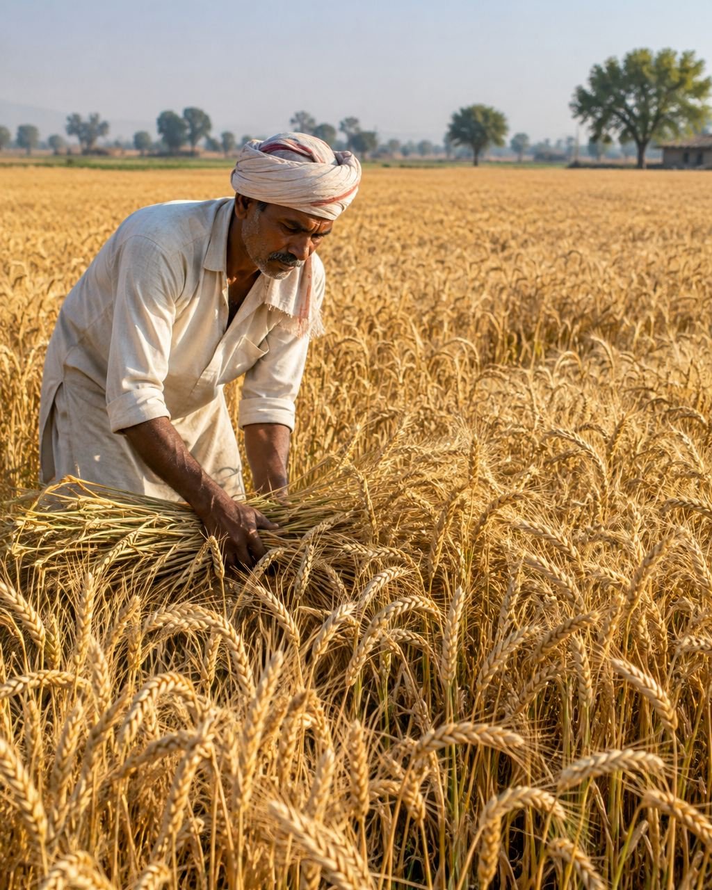 A farmer standing in the grain field